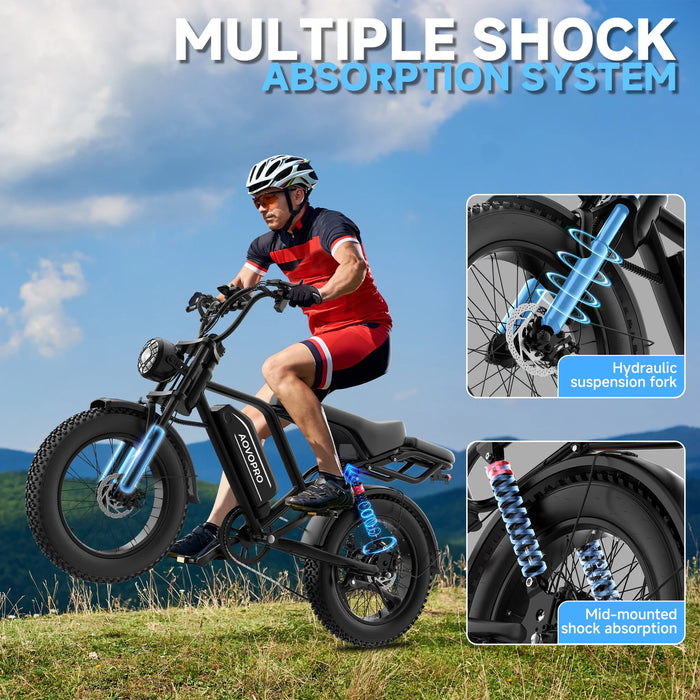 AOVOPRO AP20 Electric Bike for Adults 20 X 4.0 Fat Tire