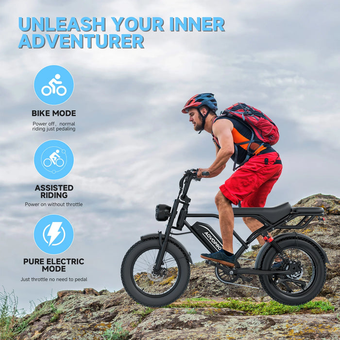 AOVOPRO AP20 Electric Bike for Adults 20 X 4.0 Fat Tire
